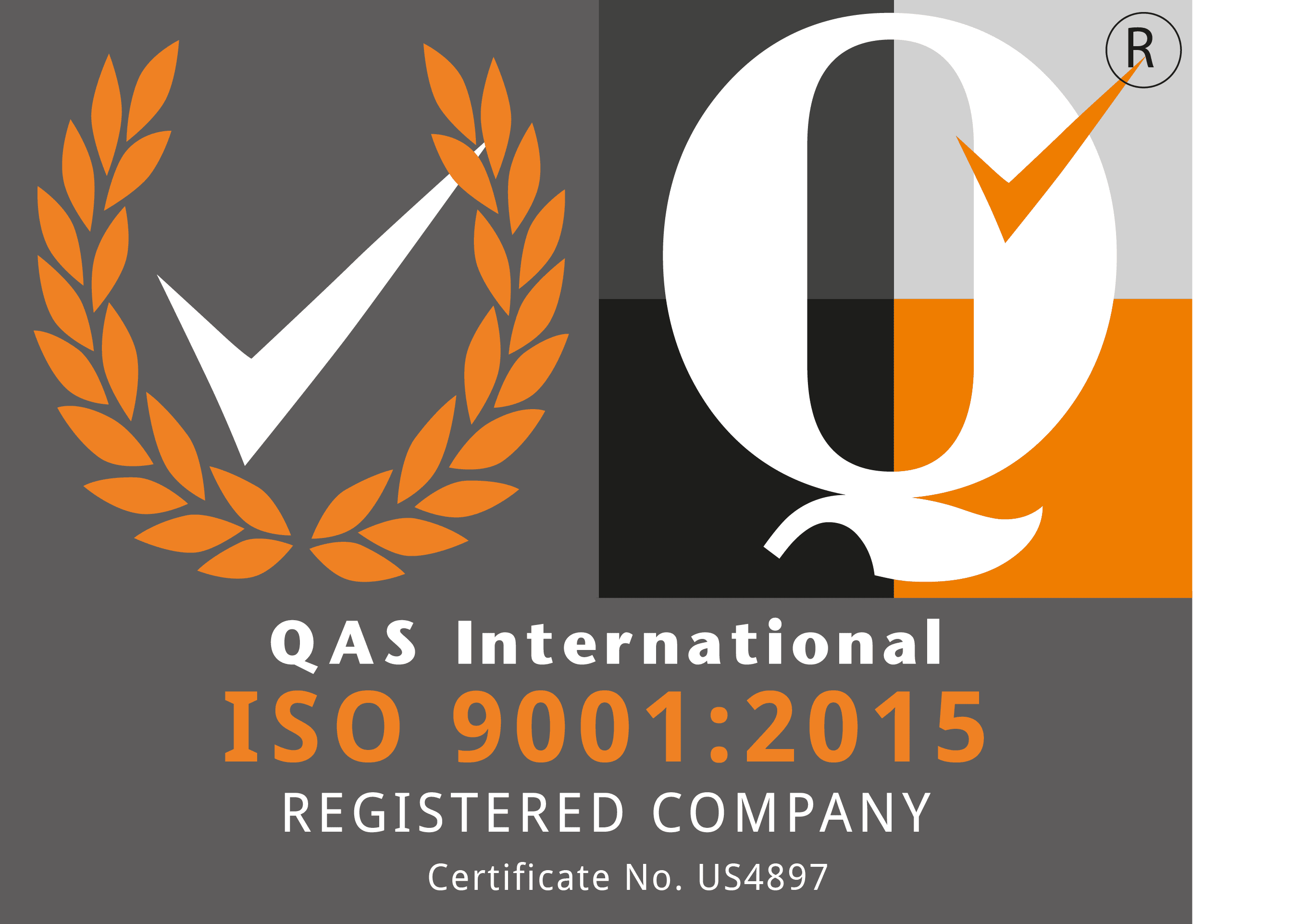 A picture of the iso 9 0 0 1 : 2 0 1 5 certified company logo.