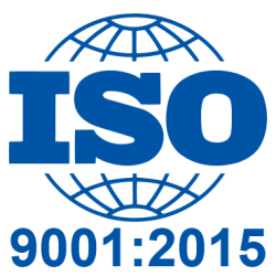 A blue and white logo for the international organization of standards.